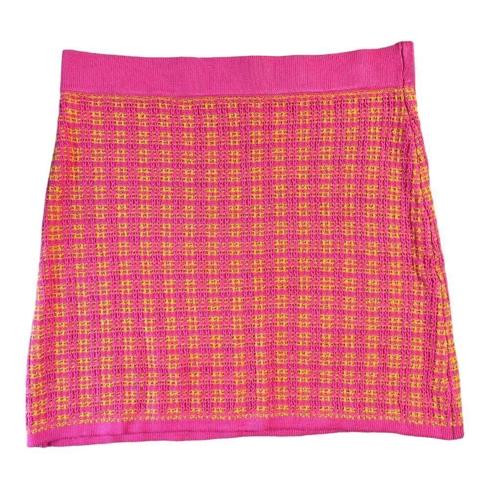 Free Assembly Hot Pink Tweed Mini Sweater Skirt Women’s Size XL NWOT Y2K 90s
